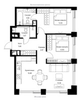 Планировка двухкомнатной(квартира) площадью 67.47 квадратных метров в “ЖК City bay (Сити Бэй)”