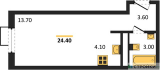 Планировка студии(квартира) площадью 24.4 квадратных метров в “ЖК Новая Щербинка”