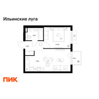 Планировка однокомнатной(квартира) площадью 36.58 квадратных метров в “ЖК Ильинские луга”