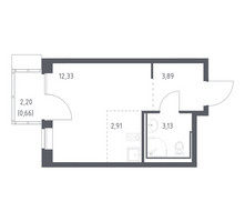 Планировка студии(квартира) площадью 22.92 квадратных метров в “ЖК Молжаниново”