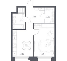 Планировка однокомнатной(апартаменты) площадью 40.41 квадратных метров в “ЖК Апарт-отель Тропарево парк”