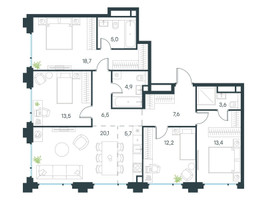 Планировка 4+ комнатной(квартира) площадью 109.4 квадратных метров в “ЖК Level Бауманская”