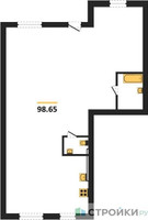Планировка трехкомнатной(квартира) площадью 98.65 квадратных метров в “ЖК Парк Апрель”