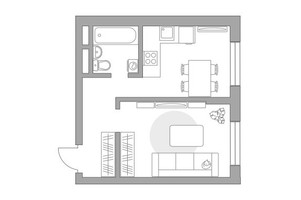 Планировка однокомнатной(квартира) площадью 34.38 квадратных метров в “ЖК Живописный”