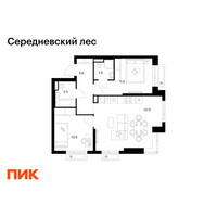 Планировка двухкомнатной(квартира) площадью 59.3 квадратных метров в “ЖК Середневский лес”