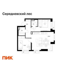 Планировка двухкомнатной(квартира) площадью 59.3 квадратных метров в ЖК “ЖК Середневский лес”