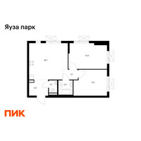 Планировка двухкомнатной(квартира) площадью 53.9 квадратных метров в “ЖК Яуза Парк (Мытищи)”
