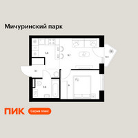 Планировка однокомнатной(квартира) площадью 31.8 квадратных метров в “ЖК Мичуринский Парк”
