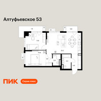 Планировка двухкомнатной(квартира) площадью 64.9 квадратных метров в “ЖК Алтуфьевское 53”