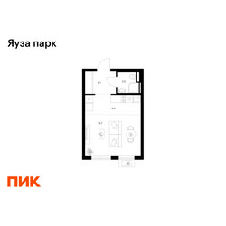 Планировка студии(квартира) площадью 26.7 квадратных метров в ЖК “ЖК Яуза Парк (Мытищи)”