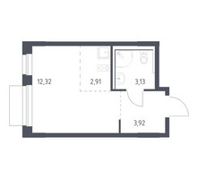 Планировка студии(квартира) площадью 22.28 квадратных метров в “ЖК Новое Внуково”
