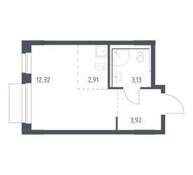 Планировка студии(квартира) площадью 22.28 квадратных метров в ЖК “ЖК Новое Внуково”
