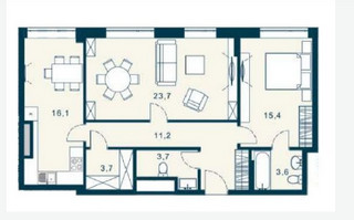 Планировка двухкомнатной(квартира) площадью 77.4 квадратных метров в “ЖК Рогожский Вал 12”