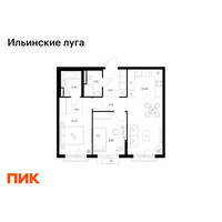 Планировка двухкомнатной(квартира) площадью 58.11 квадратных метров в “ЖК Ильинские луга”