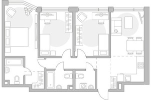 Планировка трехкомнатной(квартира) площадью 82.62 квадратных метров в “ЖК Мневники от Гранель”