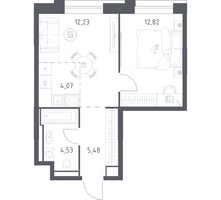 Планировка однокомнатной(квартира) площадью 39.13 квадратных метров в “ЖК Верейская 41”