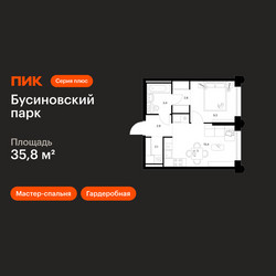 Планировка однокомнатной(квартира) площадью 35.8 квадратных метров в ЖК “ЖК Бусиновский парк”
