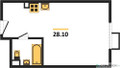 Планировка студии(квартира) площадью 28.3 квадратных метров в “ЖК Миловидное”