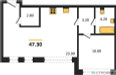 Планировка однокомнатной(квартира) площадью 47.3 квадратных метров в “ЖК Дом А”
