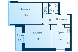 Планировка двухкомнатной(квартира) площадью 66.7 квадратных метров в “ЖК Эдельвейс (Первомайское)”