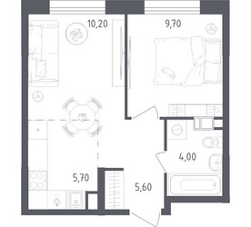 Планировка однокомнатной(квартира) площадью 35.2 квадратных метров в ЖК “ЖК Ольховый Квартал”
