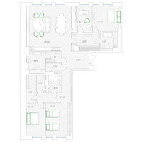 Планировка трехкомнатной(квартира) площадью 189.8 квадратных метров в “Клубный дом Дуо”