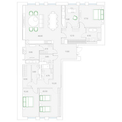 Планировка трехкомнатной(квартира) площадью 189.8 квадратных метров в ЖК “Клубный дом Дуо”