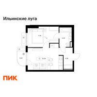Планировка однокомнатной(квартира) площадью 35.6 квадратных метров в “ЖК Ильинские луга”