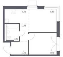 Планировка однокомнатной(квартира) площадью 39.34 квадратных метров в “ЖК Квартал Западный”