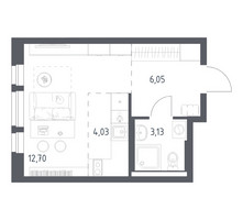 Планировка студии(квартира) площадью 25.91 квадратных метров в “ЖК Квартал Авиаторов”