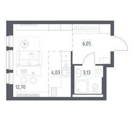 Планировка студии(квартира) площадью 25.91 квадратных метров в ЖК “ЖК Квартал Авиаторов”