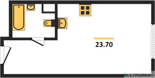 Планировка студии(квартира) площадью 23.7 квадратных метров в “ЖК Одинград. Квартал Семейный”