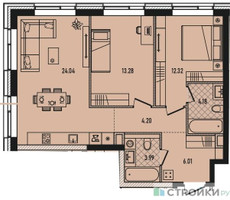 Планировка двухкомнатной(квартира) площадью 68 квадратных метров в “ЖК Republic (Репаблик)”