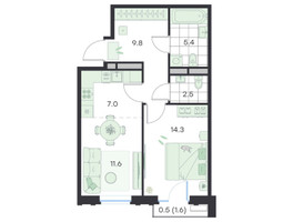 Планировка двухкомнатной(квартира) площадью 51.1 квадратных метров в “ЖК G3 Театральный”