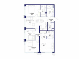 Планировка 4+ комнатной(квартира) площадью 114.22 квадратных метров в “ЖК Остров”