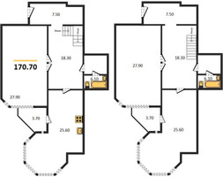 Планировка трехкомнатной(квартира) площадью 170.7 квадратных метров в “ЖК Вавилово”