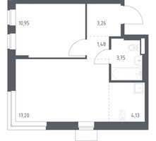 Планировка однокомнатной(квартира) площадью 40.77 квадратных метров в “ЖК Подольские кварталы”