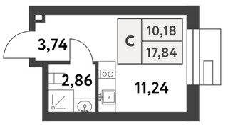 Планировка студии(квартира) площадью 19.8 квадратных метров в “ЖК Smart Garden (Смарт Гарден)”