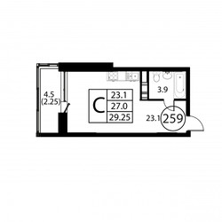 Планировка студии(квартира) площадью 29.2 квадратных метров в ЖК “ЖК Космос”