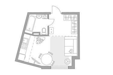 Планировка студии(квартира) площадью 27.8 квадратных метров в ЖК “ЖК Аникеевский”