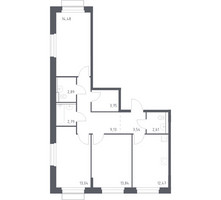 Планировка трехкомнатной(квартира) площадью 78.54 квадратных метров в “ЖК Новое Внуково”
