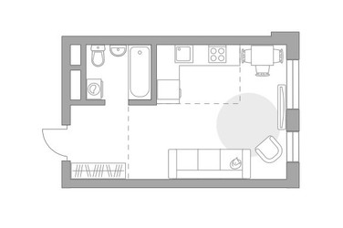Планировка студии(квартира) площадью 29.08 квадратных метров в ЖК “ЖК Живописный”