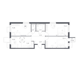 Планировка трехкомнатной(квартира) площадью 81.15 квадратных метров в ЖК “ЖК Мытищи Парк”