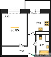 Планировка однокомнатной(квартира) площадью 40 квадратных метров в “ЖК Высокий берег (Ногинск)”