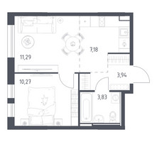 Планировка однокомнатной(квартира) площадью 36.51 квадратных метров в “ЖК Остафьево”