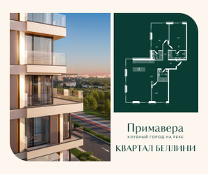 Планировка трехкомнатной(квартира) площадью 120.1 квадратных метров в ЖК “Клубный город на реке Примавера”