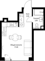 Планировка студии(квартира) площадью 24.3 квадратных метров в “ЖК Веер”