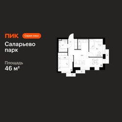 Планировка двухкомнатной(квартира) площадью 46 квадратных метров в ЖК “ЖК Саларьево парк”
