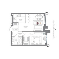 Планировка однокомнатной(квартира) площадью 56.08 квадратных метров в “ЖК Преображенская Площадь”