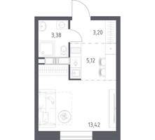 Планировка студии(квартира) площадью 25.12 квадратных метров в “ЖК Цветочные Поляны”